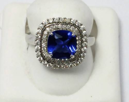 Silver Ring with Beautiful Blue Stone