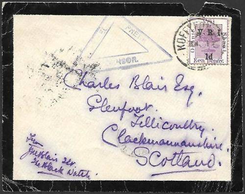 Boer War Orange Free State front with scarce press censor mark