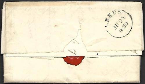 GB stampless letter entire with Leeds 25 Jun 1830 postmark