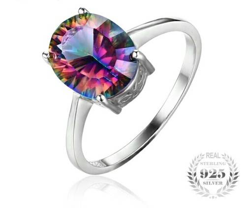 **ABSOLUTELY GORGEOUS **RAINBOW FIRE TOPAZ 925 STERLING SILVER  RING SIZE O/7/17.35MM