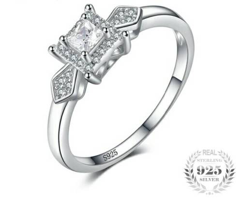 ** EXQUISITE** STERLING SILVER PRINCES CUT RING SIZE/O/7/17.35MM