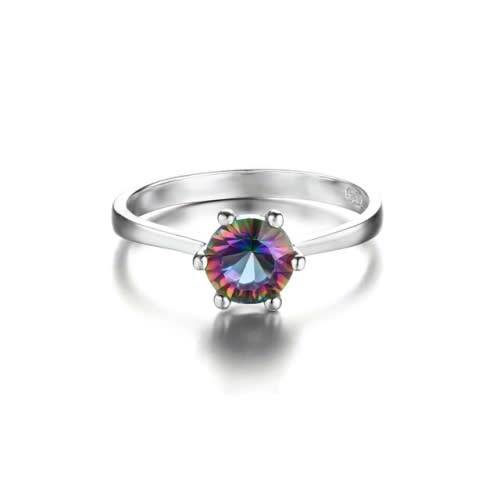Natural Mystic Fire Rainbow Topaz Sterling Silver Ring