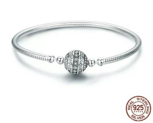 925 Genuine Sterling Silver Sparkly Charm Bracelet