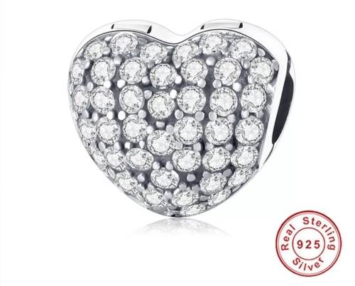 925 Genuine Sterling Silver Heart Clip Charm