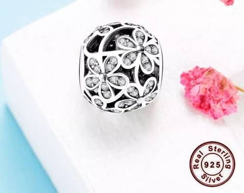 925 Genuine Sterling Silver Bloom Flower Charm