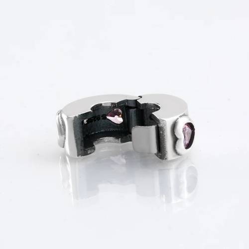 925 Genuine Sterling Silver Pink Heart Charm