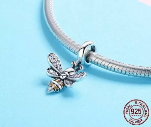 925 Sterling Silver Crystal Bee Charm