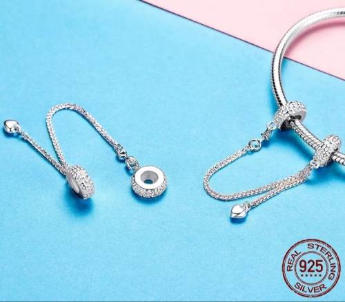 925 Sterling Silver Love Heart Safety Chain