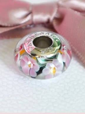 NEW 100% 925 Sterling Silver Genuine Italy Murano Glass Garden Flower Charm