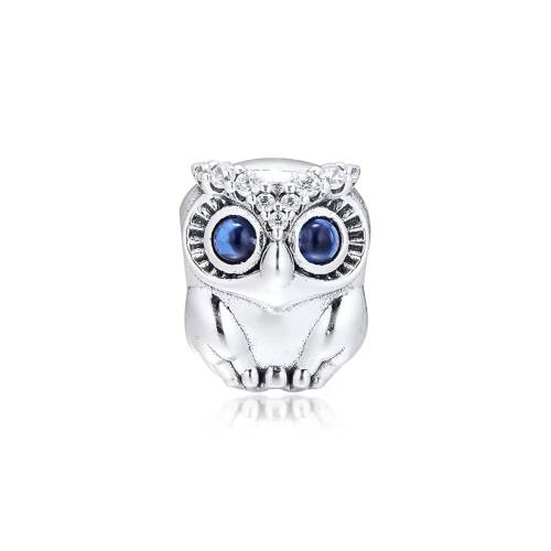 925 Sterling Silver Sparkly Owl Charm