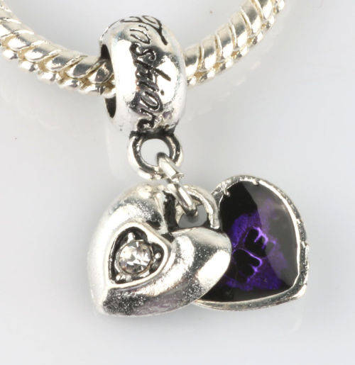 925 Silver Double Heart Charm