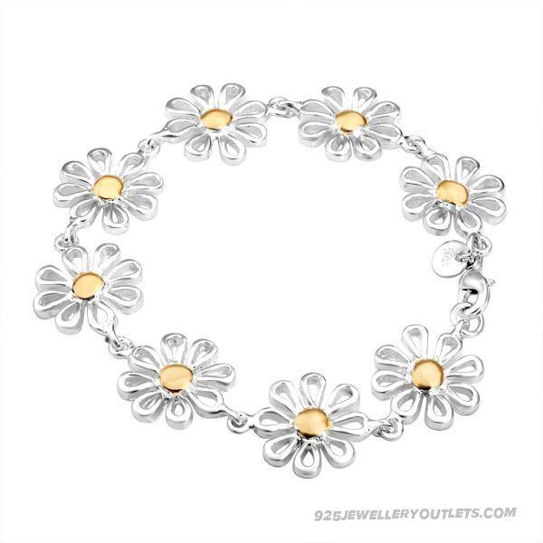 BEYOND STUNNING!!!! TWO TONE SILVER DAISY LINK BRACELET