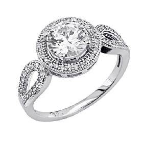 POSTAGE R55,00*** 925 STAMPED SILVER PLATED ROUND CUT CRYSTAL RING**R350.00 VALUE**