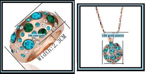 ***POSTAGE R55.00***BEYOND STUNNING!!!! 18K ROSE GOLD PLATED CRYSTAL RING & NECKLACE***R450.00***