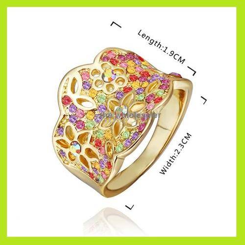 GOLD PLATED RING WITH CRYSTALS