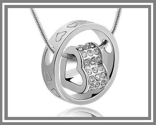 REDUCED SHIPPING **Heart & Circle Ring Pendant Chain and Necklace