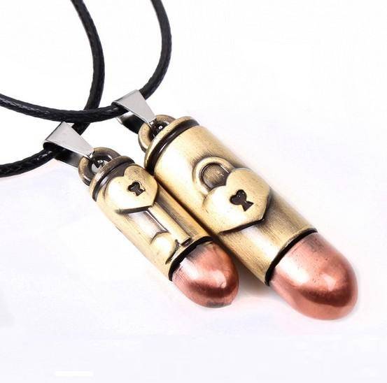 REDUCED SHIPPING***COUPLES BULLET PENDANT SET (LOCK AND KEY)