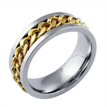 *** STUNNING TWO TONE MEN'S RING*** SIZE 6-10