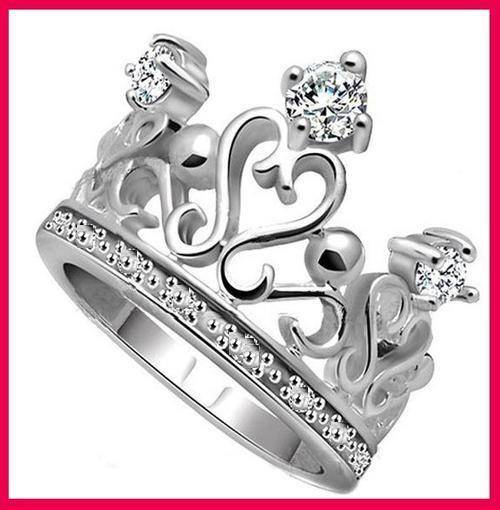 ***FAST PROCESSING TIME WILL BE SENT WITHIN 72 HOURS SILVER PLATED CROWN CRYSTAL RING
