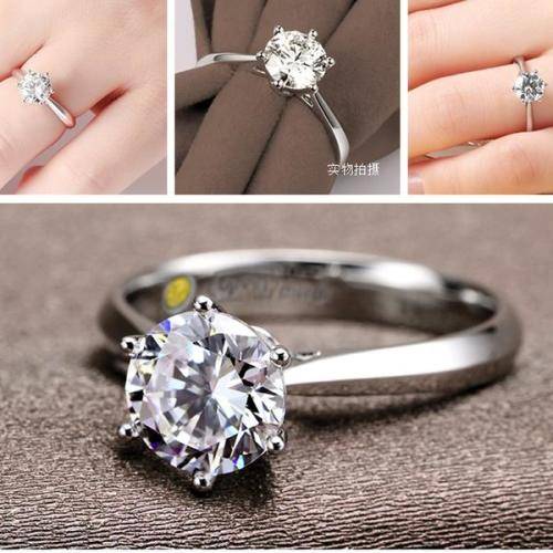 Cubic Zirconia Solitaire Ring 925 Sterling Silver