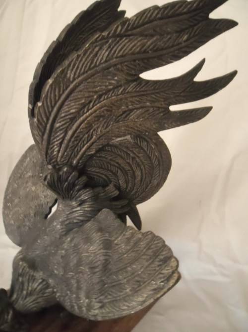 Large vintage Brass pair of table Fighting Cocks. Circa 1950's