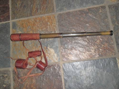 WW1 era  Parker-Hale brass Army Signalling leather clad, three draw telescope. Tel 6