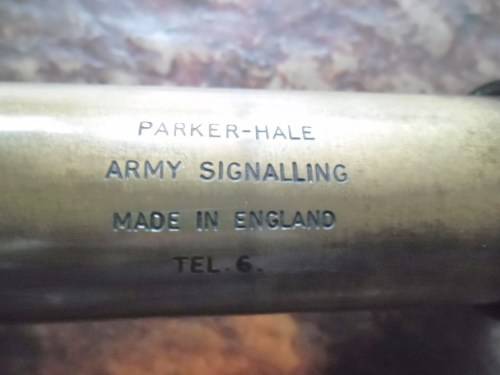 WW1 era  Parker-Hale brass Army Signalling leather clad, three draw telescope. Tel 6