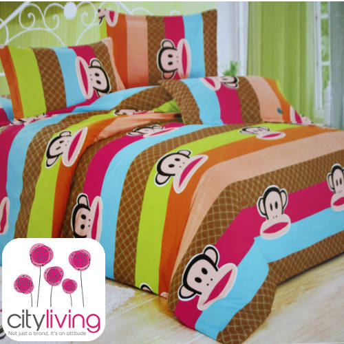 Monkey Print 100% Cotton Duvet Set - Queen Bed Size