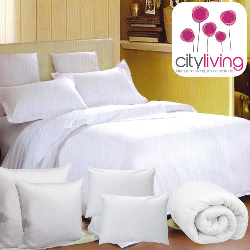 11 Piece Plain White Duvet Cover Set - Economical Range - Queen size