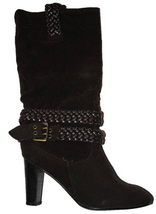BRAND NEW FASHIONABLE SUIDE BOOTS - SIZE 8 - BLACK