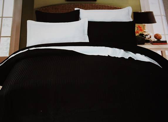 6 PCE - COFFEE - 420 THREAD COUNT SATEEN STRIPE BED SHEET SET - FITTED SHEET - FLAT SHEET