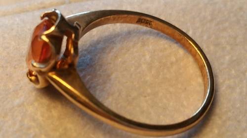 Vintage10kt Gold Ring - Citrine -Peach/Orange Gemstone