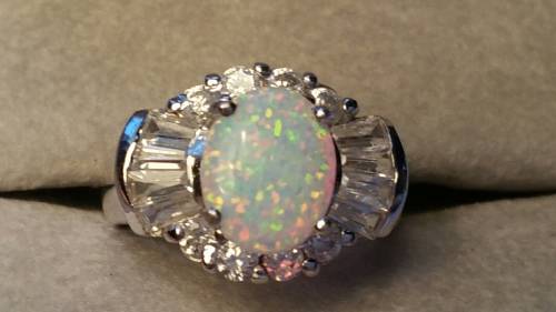 Opal and Zirconia Sterling Silver Ring