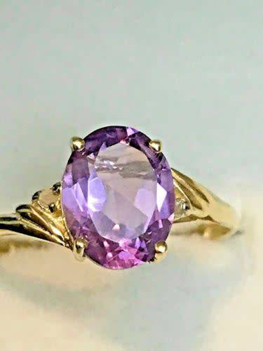 New Amethyst and Diamond Yellow Gold Ring