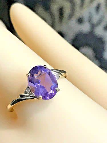 New Amethyst and Diamond Yellow Gold Ring