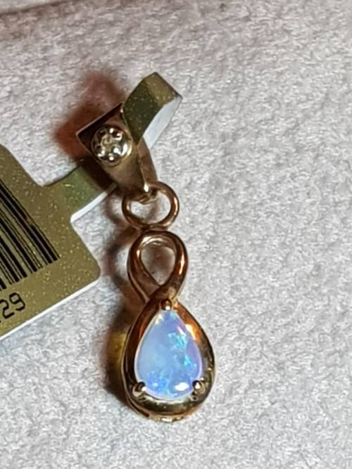 0.3 Carat Opal and Diamond Pendant