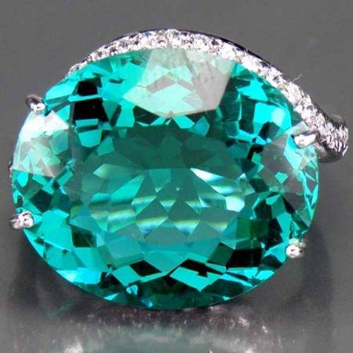 BEAUTIFUL PARAIBA APATITE + SOLID 925 STERLING SILVER - SIZE 7