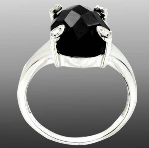 Mysterious Black Onyx, Diamond & Solid 925 Sterling Silver Ring (8)