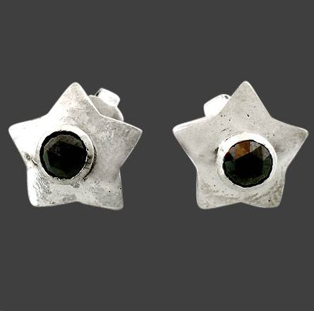 NATURAL BLACK DIAMOND AND SOLID 925 SILVER POST EARRINGS - 0.68CT(Valuation Cert Incl)