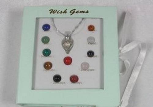 The Perfect Wish Natural Gems Gift Set with Sterling Silver Chain & Pendant Cage