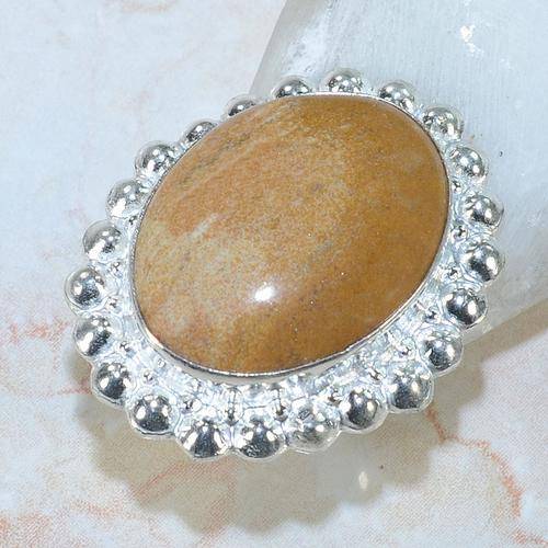 Handcrafted Jasper Ring - Stamped 925 - Size 6.75