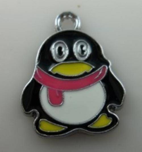 Silver plated Enamel Penguin Charms  - 19 x 25mm