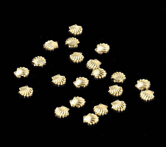 Nail Art - 20pc Gold 3D Metalic Shell Studs - 5mm