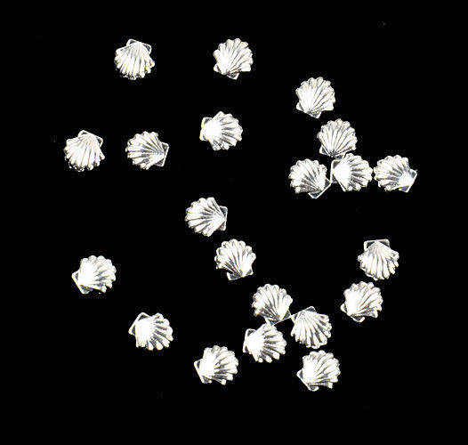 Nail Art - 20pc Silver 3D Metalic Shell Studs - 5mm