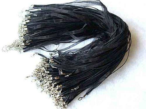 BLACK VOILE RIBBON NECKLACE CORD WITH LOBSTER CLASP