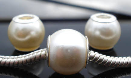 5 x Acrylic Pearl Beads With 925 SS cores - Fits Pan & Euro Bracelets