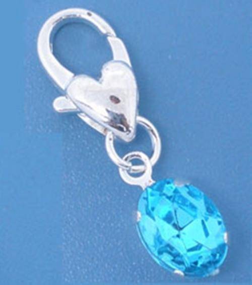 Rhinestone,Silver Plated Clip-on Charm