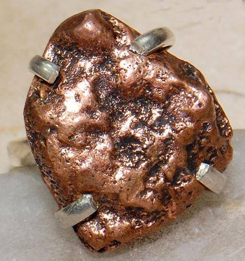 Rare Copper Nugget 925 Sterling Silver Ring (7) (N1/2)