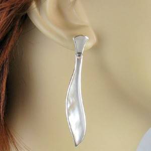 .925 STERLING SILVER, WHITE MOTHER OF PEARL, DANGLE EARRINGS