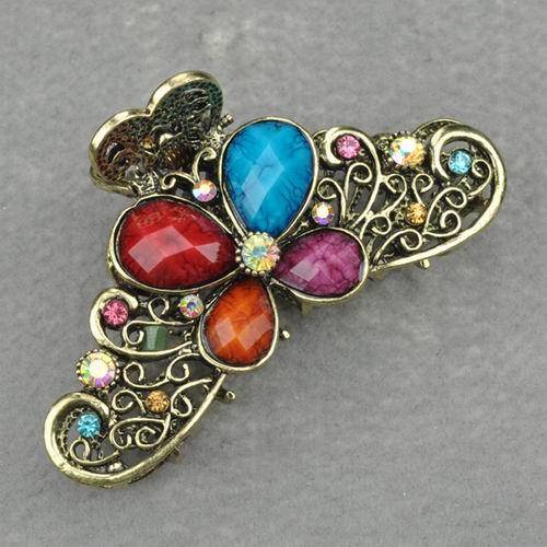 NEW!! Crystal & CZ Copper Hairclip - Vintage style